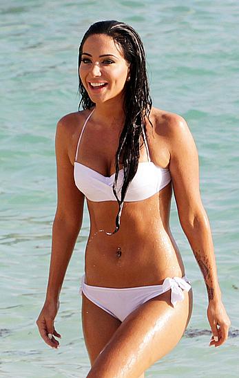 Tulisa Contostavlos in white bikini in Bermuda