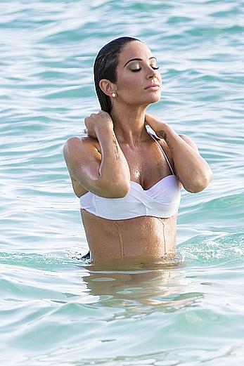 Tulisa Contostavlos in white bikini in Bermuda