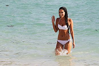 Tulisa Contostavlos in white bikini in Bermuda