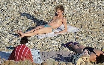 French actress and singer Vanessa Paradis caught topless on a beach in Greece