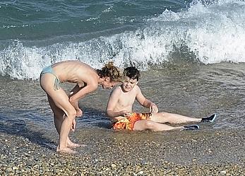 French actress and singer Vanessa Paradis caught topless on a beach in Greece