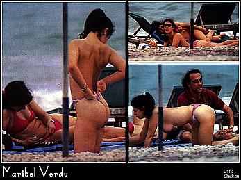 Maribel Verdu caught topless on a beach