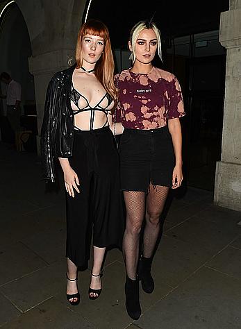 Victoria Clay almost topless in see through bra at the party in London