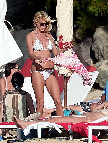 Victoria Silvstedt sexy in white bikini in St. Barts