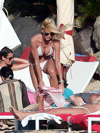 Victoria Silvstedt sexy in white bikini in St. Barts