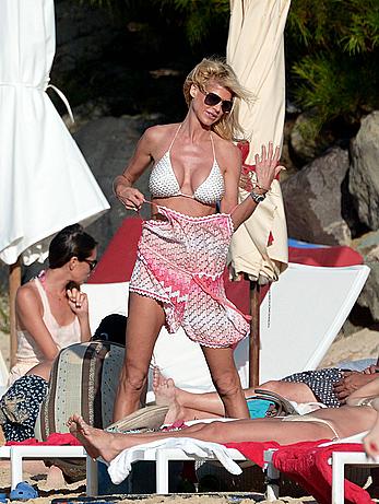 Victoria Silvstedt sexy in white bikini in St. Barts