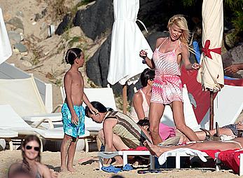 Victoria Silvstedt sexy in white bikini in St. Barts