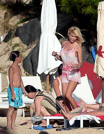 Victoria Silvstedt sexy in white bikini in St. Barts