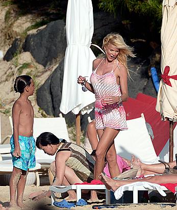 Victoria Silvstedt sexy in white bikini in St. Barts