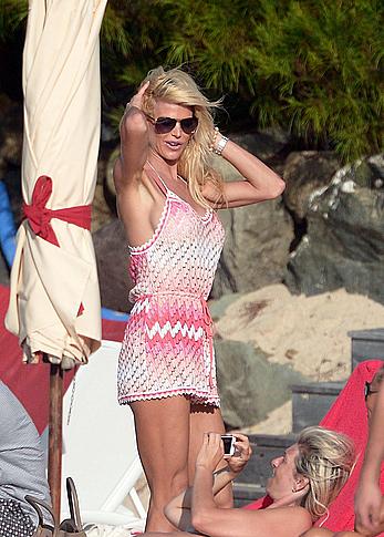 Victoria Silvstedt sexy in white bikini in St. Barts