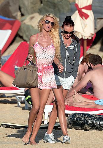 Victoria Silvstedt sexy in white bikini in St. Barts