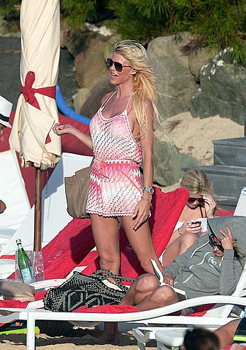 Victoria Silvstedt sexy in white bikini in St. Barts