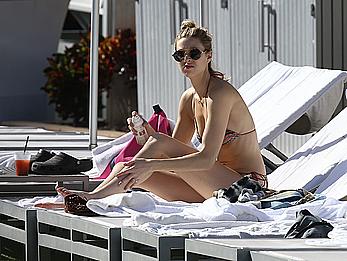 Whitney Port cleavage in bikini candids