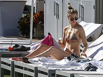 Whitney Port cleavage in bikini candids