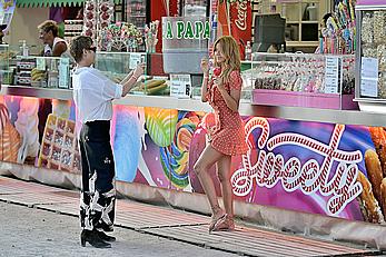 Zahia Dehar upskirt and boob slip at the Opening of The Tuileries Fun Fair in Paris