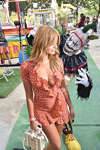 Zahia Dehar upskirt and boob slip at the Opening of The Tuileries Fun Fair in Paris