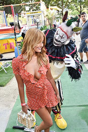 Zahia Dehar upskirt and boob slip at the Opening of The Tuileries Fun Fair in Paris