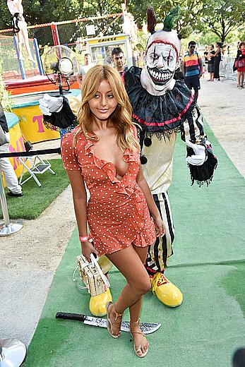 Zahia Dehar upskirt and boob slip at the Opening of The Tuileries Fun Fair in Paris