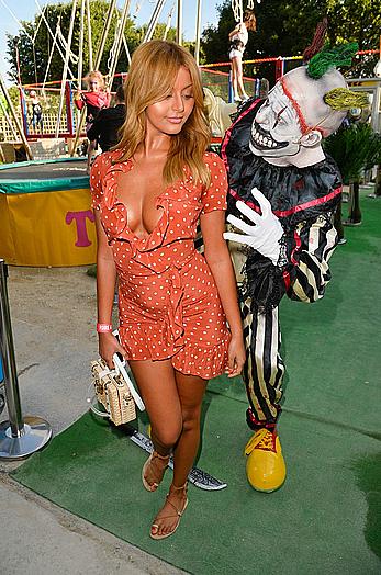 Zahia Dehar upskirt and boob slip at the Opening of The Tuileries Fun Fair in Paris