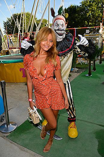 Zahia Dehar upskirt and boob slip at the Opening of The Tuileries Fun Fair in Paris