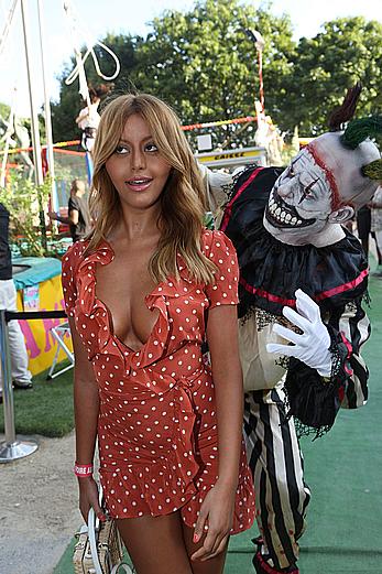 Zahia Dehar upskirt and boob slip at the Opening of The Tuileries Fun Fair in Paris