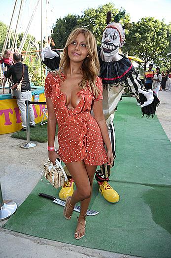 Zahia Dehar upskirt and boob slip at the Opening of The Tuileries Fun Fair in Paris