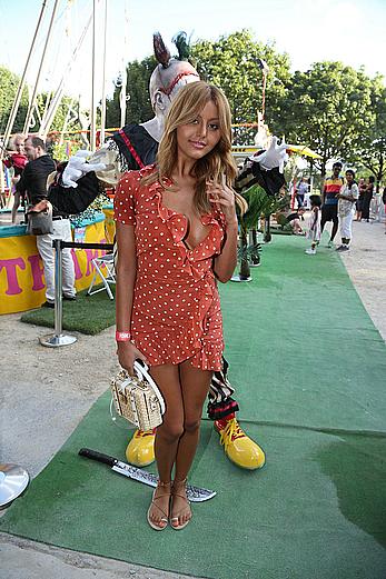 Zahia Dehar upskirt and boob slip at the Opening of The Tuileries Fun Fair in Paris