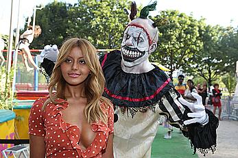 Zahia Dehar upskirt and boob slip at the Opening of The Tuileries Fun Fair in Paris