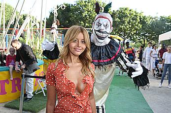 Zahia Dehar upskirt and boob slip at the Opening of The Tuileries Fun Fair in Paris