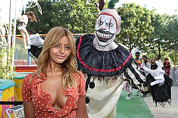 Zahia Dehar upskirt and boob slip at the Opening of The Tuileries Fun Fair in Paris