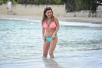 Zara Holland sexy in bikini candids in Barbados