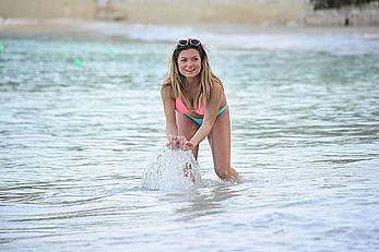 Zara Holland sexy in bikini candids in Barbados