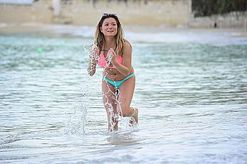 Zara Holland sexy in bikini candids in Barbados