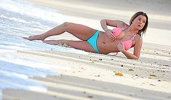 Zara Holland sexy in bikini candids in Barbados