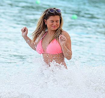 Zara Holland sexy in bikini candids in Barbados