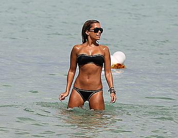 Sylvie van der Vaart wearing black bikini in Miami