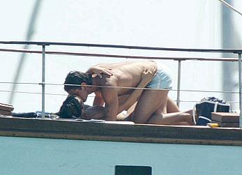 Manuela Arcuri sunbathing topless on a yacht