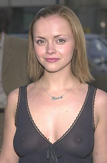 Christina Ricci topless under transparent dress