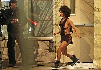 Halle Berry topless during filminf movie