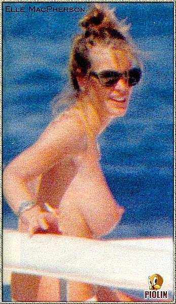 Elle Macpherson caught topless on a yacht