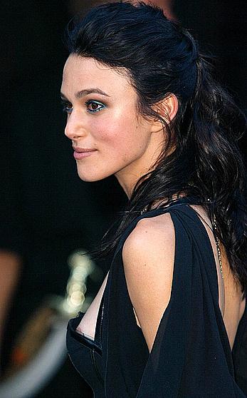 Keira Knightley nipple slip in black dress