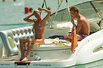 Tracy Shaw caught topless on a yacht