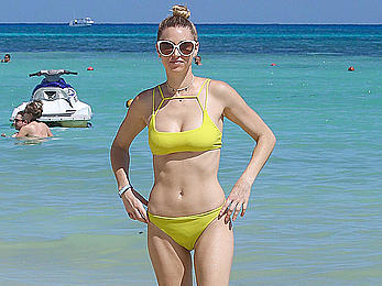 Whitney Port in yellow bikini in Cancun