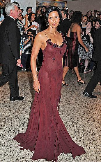 Padma Lakshmi nude tits under semi-transparent night dress